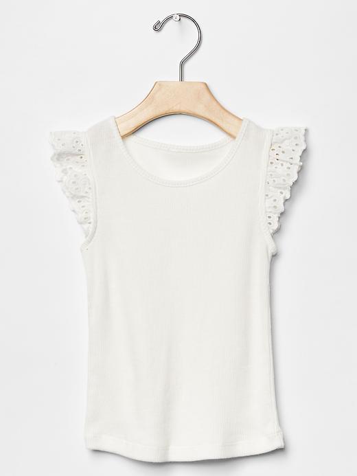 Gap Eyelet Lace Flutter Tee - Off White