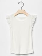 Gap Eyelet Lace Flutter Tee - Off White