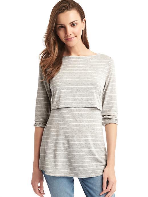 Gap Stripe Layer Nursing Tee - Gray/white Stripe