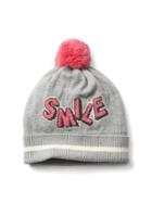 Gap Smile Pom Pom Hat - Light Heather Gray