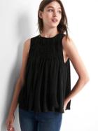 Gap Women Swiss Dot Smocked Tank - Black