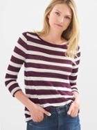 Gap Women Stripe Linen Swing Tee - Purple Stripe