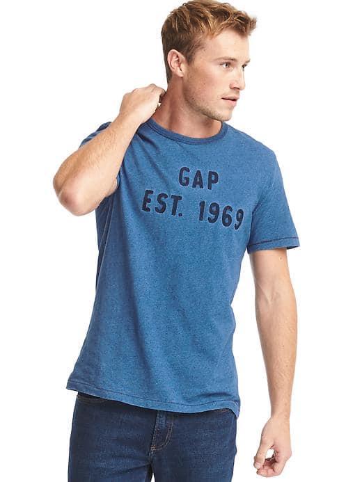 Gap Women Indigo Slub Jersey Logo Tee - Medium Indigo
