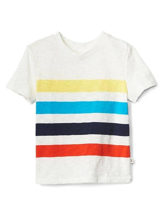 Gap Stripe V Neck Slub Tee - New Off White