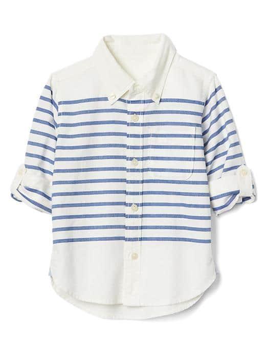 Gap Stripe Oxford Convertible Shirt - New Off White