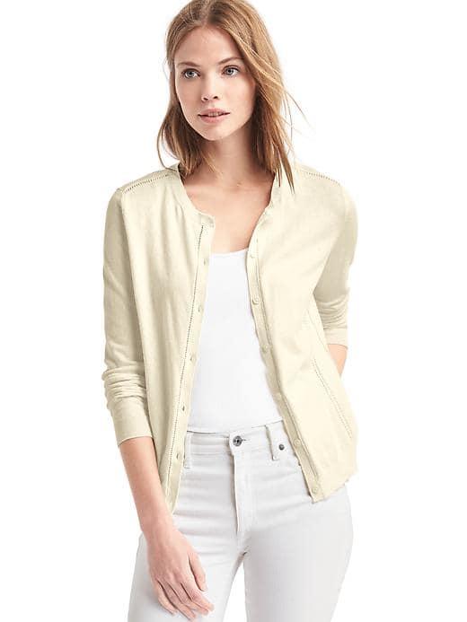 Gap Women Pointelle Trim Cardigan - Off White