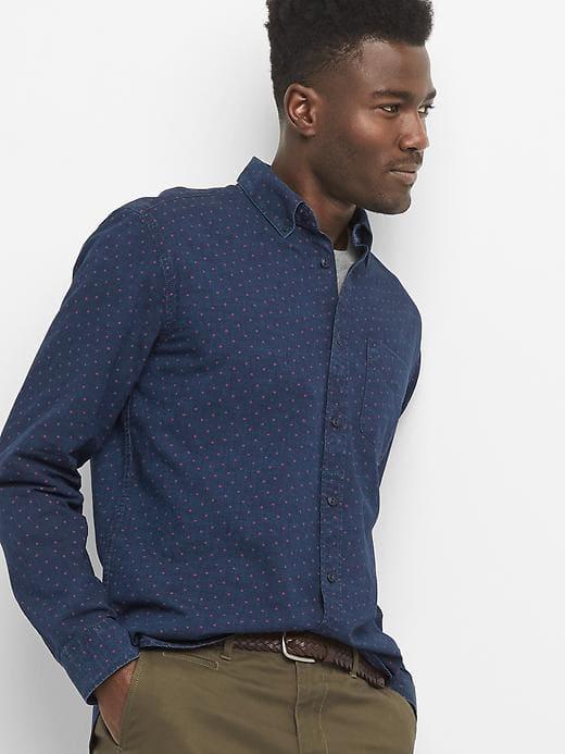 Gap Men Denim Dot Standard Fit Shirt - Dark Indigo