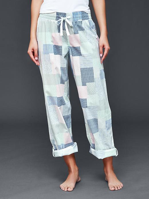 Gap Women Poplin Print Pants - Patchwork White