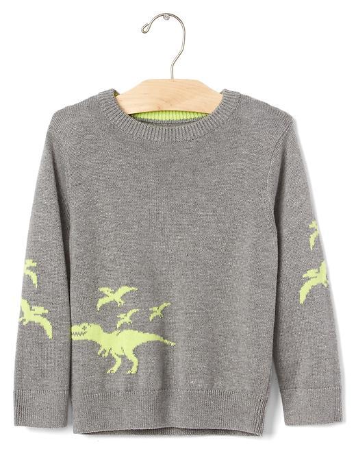 Gap Intarsia Graphic Crew Sweater - Grey Heather