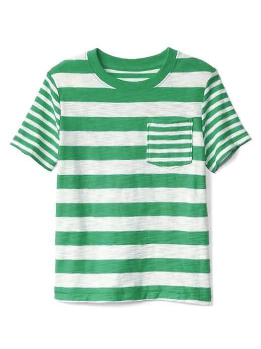 Gap Mix Stripe Pocket Slub Tee - Parrot Green 385
