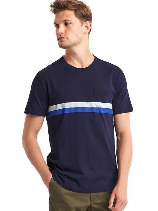 Gap Men Double Stripe Crew Tee - Dark Night