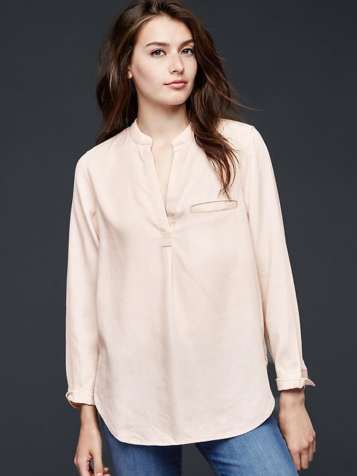 Gap Women Solid Tencel Tunic - Pink Standard