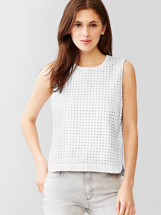 Gap Women Eyelet Sleeveless Top - White