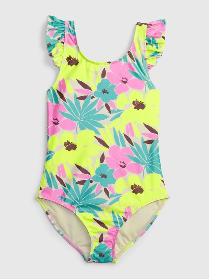 Girls' Recycled Ruffle Swim One-piece