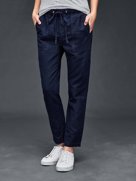 Gap Women Linen Cotton Joggers - Dark Night