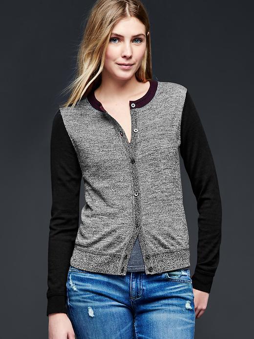 Gap Women Colorblock Merino Cardigan - Black Sand