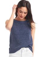 Gap Women Sleeveless Keyhole Sweater Tank - Blue Heather