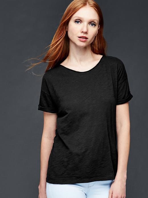 Gap Slub Roll Sleeve Tee - True Black
