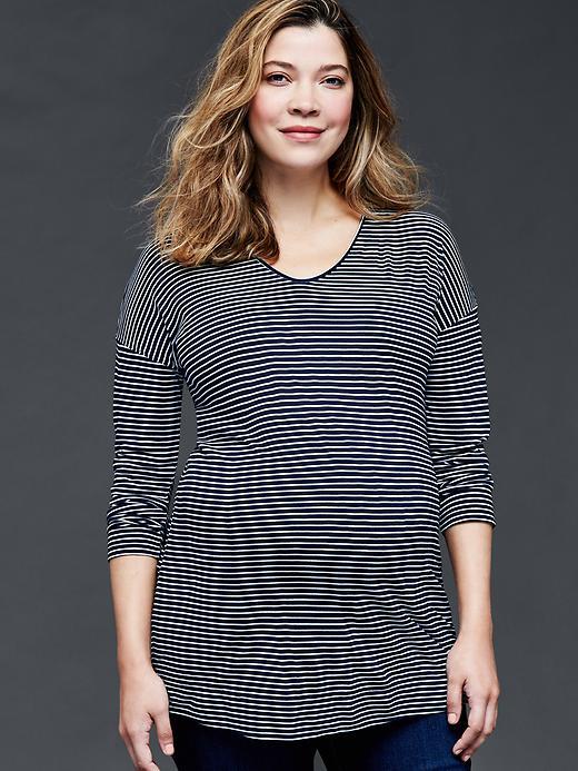 Gap Stripe Rayon V Neck Tee - True Indigo