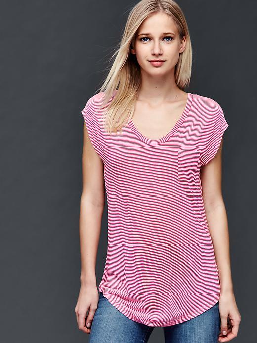 Gap Cap Sleeve Stripe Tee - Palm Springs Pink