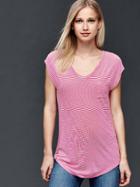Gap Cap Sleeve Stripe Tee - Palm Springs Pink