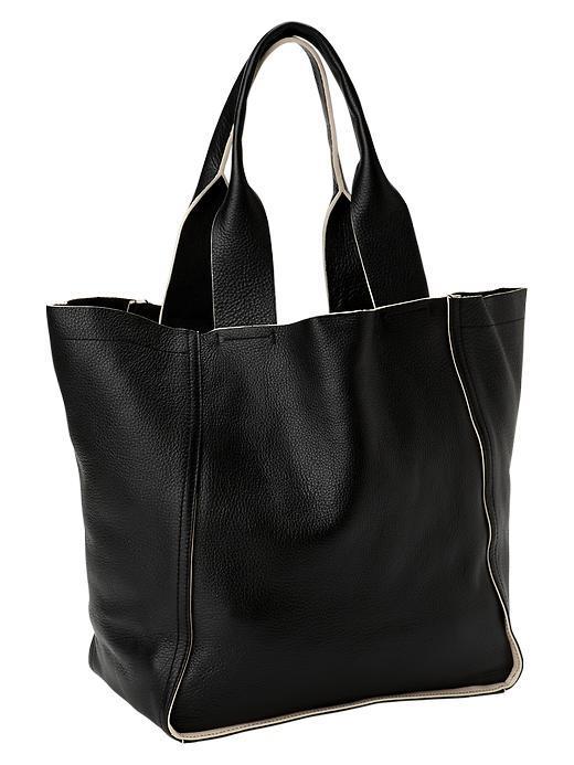 Gap Large Colorblock Leather Tote - Black