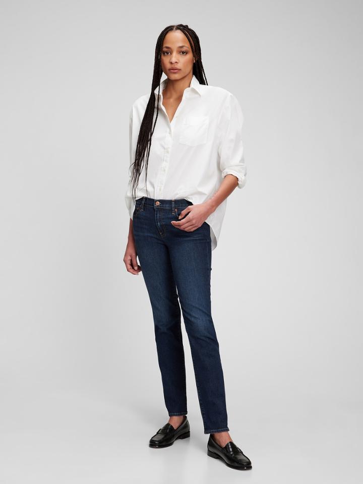 Mid Rise Classic Straight Jeans With Washwell