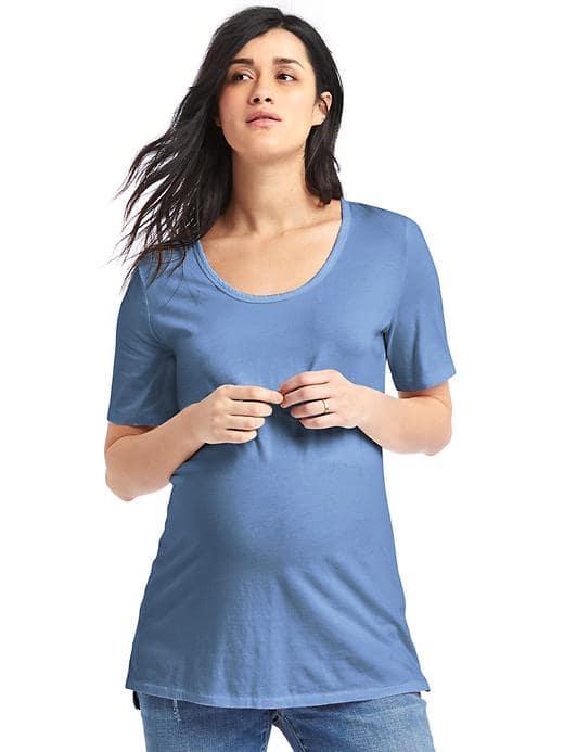 Gap Women Short Sleeve Scoop Vintage Wash Tee - Chrome Blue