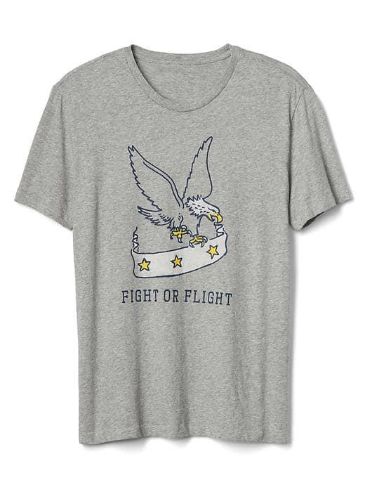 Gap Men Fight Or Flight Graphic Crewneck Tee - New Heather Grey