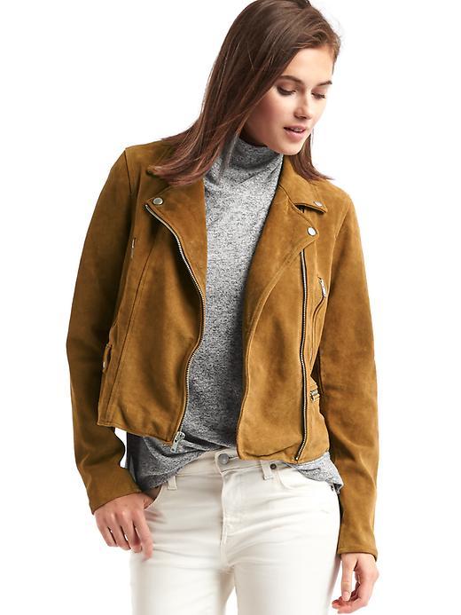 Gap Women Suede Moto Jacket - Camel