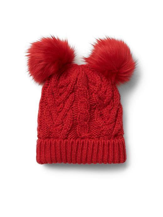 Gap Pom Pom Cable Knit Beanie - Modern Red