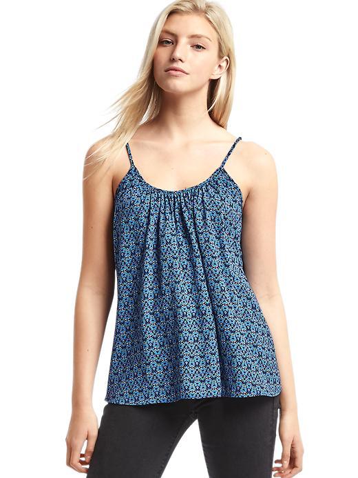 Gap Shirred Print Cami - Light Blue/navy