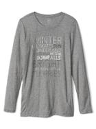 Gap Women Winter Graphic Long Sleeve Tee - Heather Grey