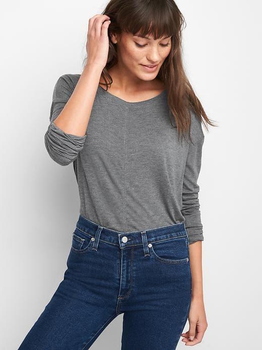 Gap Drapey Long Sleeve Tee - Charcoal
