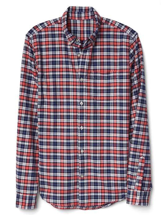 Gap Men Oxford Tartan Slim Fit Shirt - Hula Red