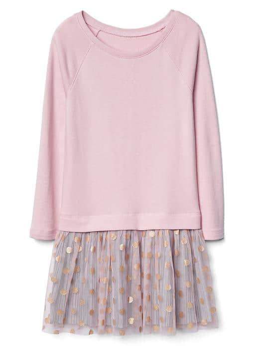 Gap Women Double Layer Foil Tulle Dress - Pink Dot