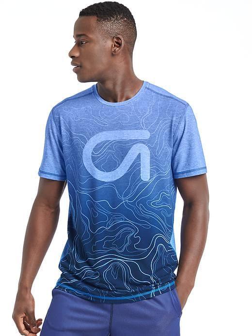 Gap Men Gapfit Breathe Graphic Crewneck T Shirt - Radiant Blue