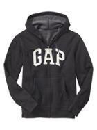 Gap Men Factory Arch Logo Zip Hoodie - Charcoal Gray