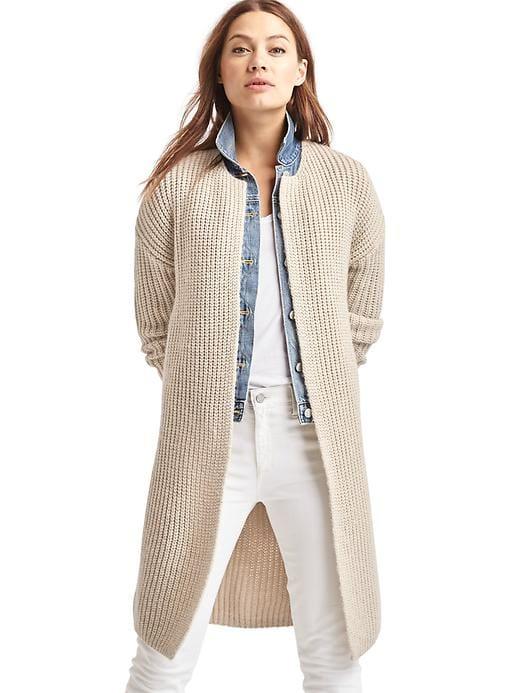 Gap Women Ribbed Collarless Cardigan - Oatmeal Heather