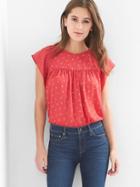Gap Women Floral Flutter Top - Weathered Red