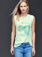 Gap Graphic Muscle Tank - Mint Sorbet