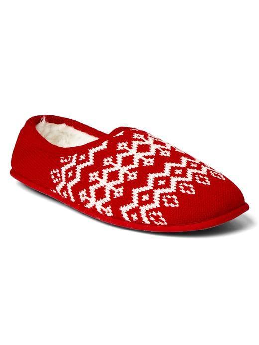 Gap Men Sherpa Lined Slippers - Red Fairisle