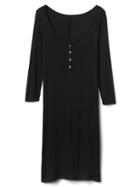 Gap Women Long Sleeve Henley Midi Dress - True Black