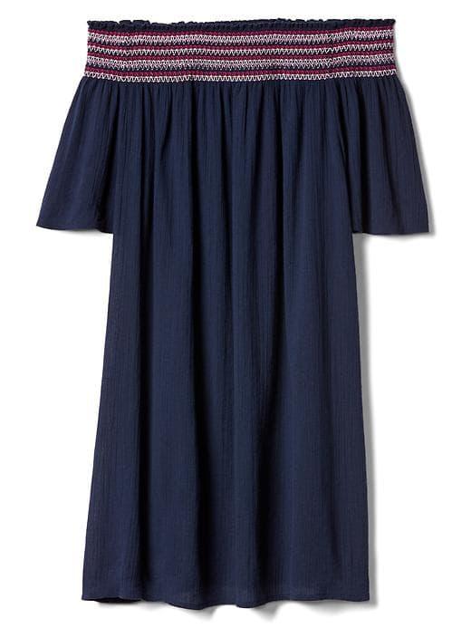 Gap Women Smocked Off Shoulder Crepe Cover Up - Dark Night