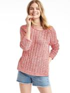Gap Women Chunky Open Neck Sweater - Pink Marled