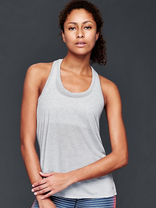 Gap Women Gapfit Breathe Air Twist Back Tank - Cool Gray