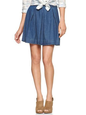 Gap Pleated Denim Mini Skirt - Cypress