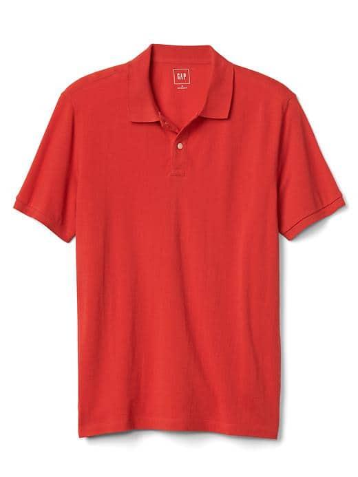 Gap Men Solid Pique Polo - Persimmon
