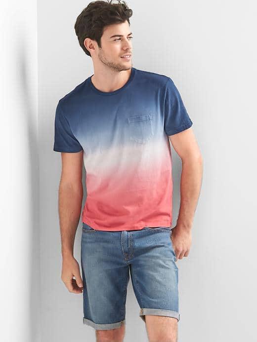 Gap Women Dip Dye Pocket Tee - Red/navy