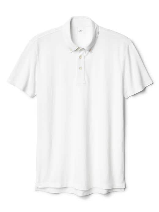 Gap Men Slim Fit Short Sleeve Polo - White V2 Global